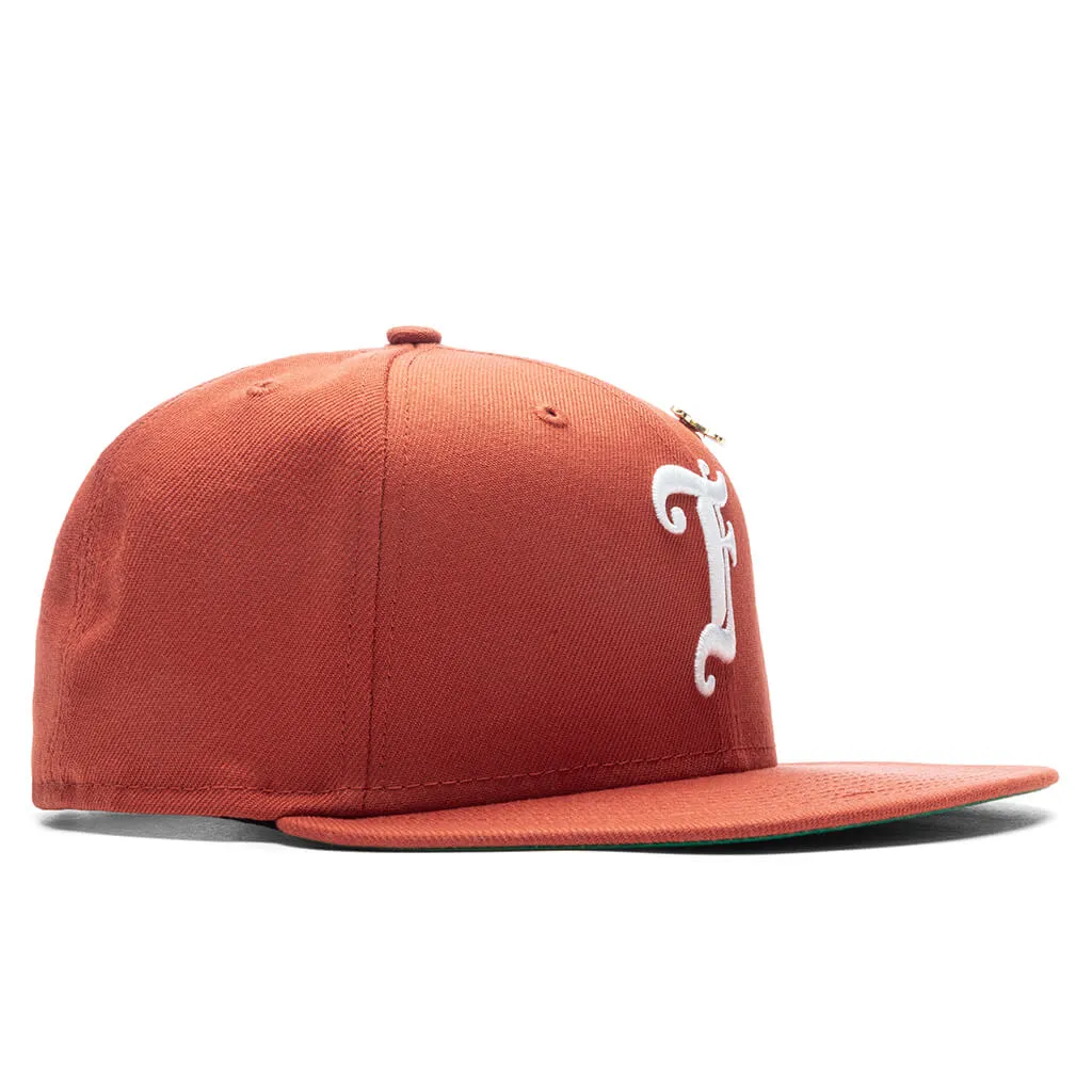 Feature x New Era Old English F Snapback Hat w/ Pin - Rust