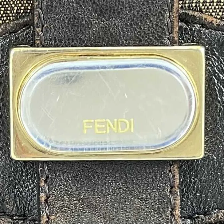 Fendi - Shoulder Bag with Zucca Canvas and Leather Trimming - Brown Shoulder Bag