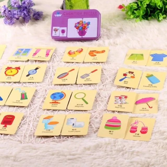 Fruit Animal Cognition Card Puzzle Game For Baby Toddler Montessori Matching Game 3D Jigsaw Kids Early Learning Educational Gift