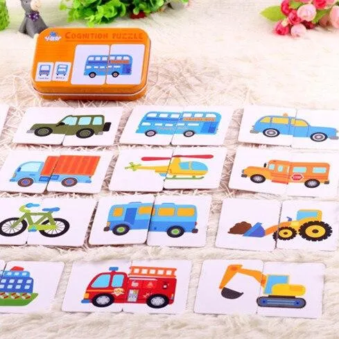 Fruit Animal Cognition Card Puzzle Game For Baby Toddler Montessori Matching Game 3D Jigsaw Kids Early Learning Educational Gift