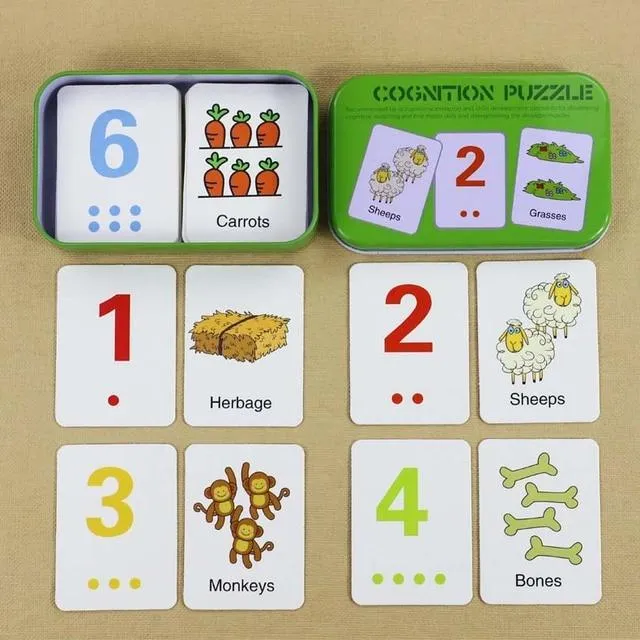 Fruit Animal Cognition Card Puzzle Game For Baby Toddler Montessori Matching Game 3D Jigsaw Kids Early Learning Educational Gift