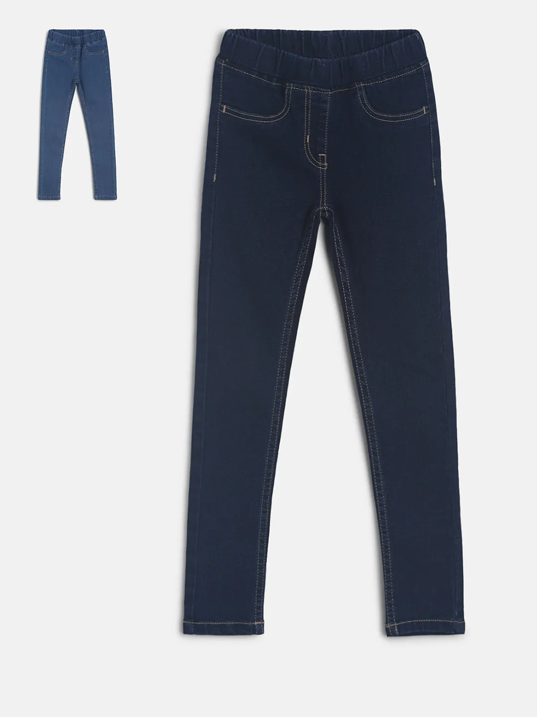 Girls Blue Denim Jeggings Combo