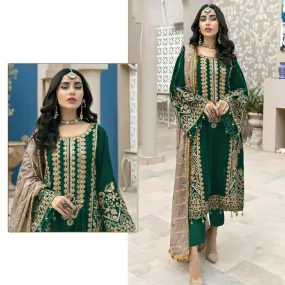 Green Pakistani Style Embroidery Work Salwar Kameez