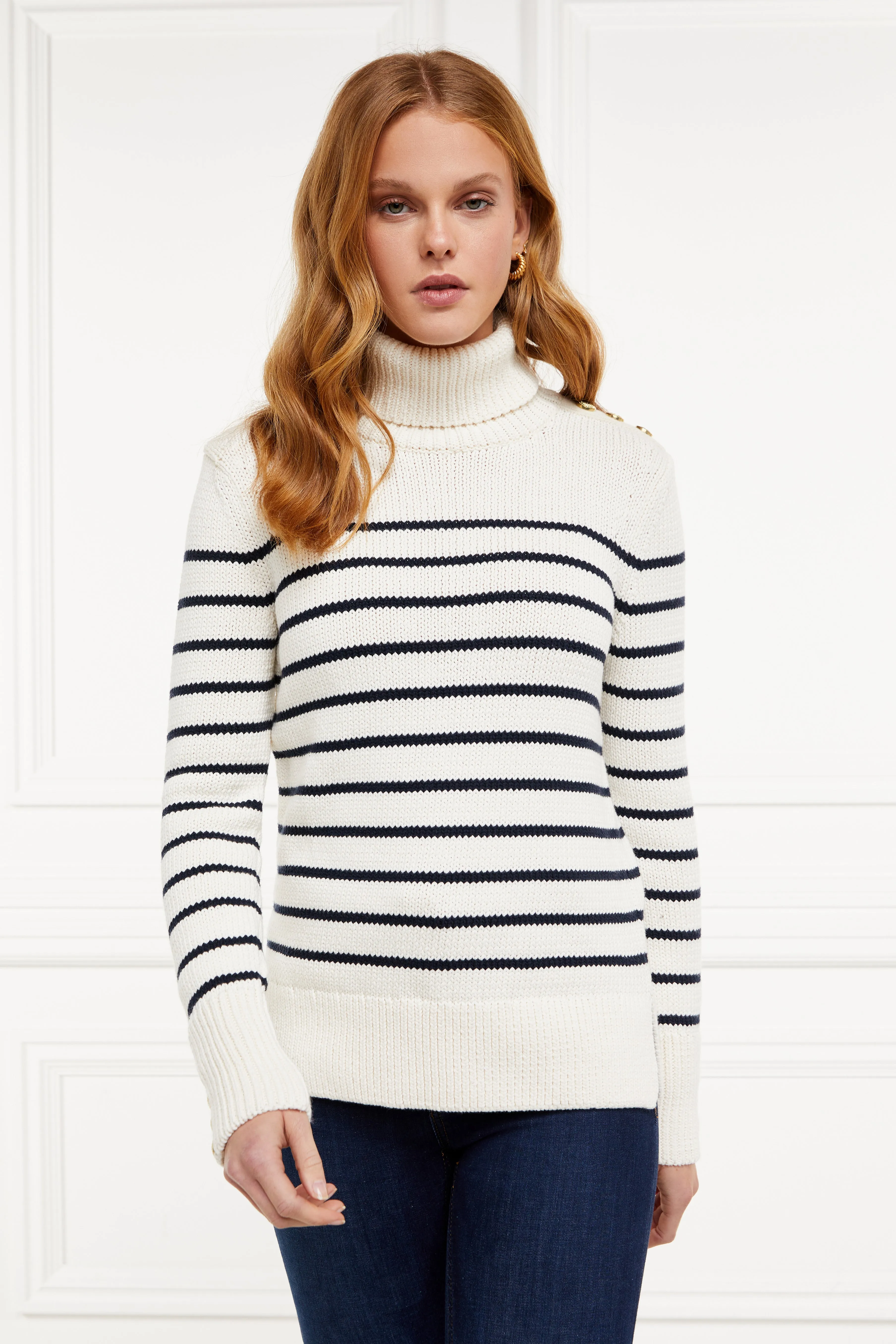 Henley Roll Neck Knit (Natural Ink Navy)