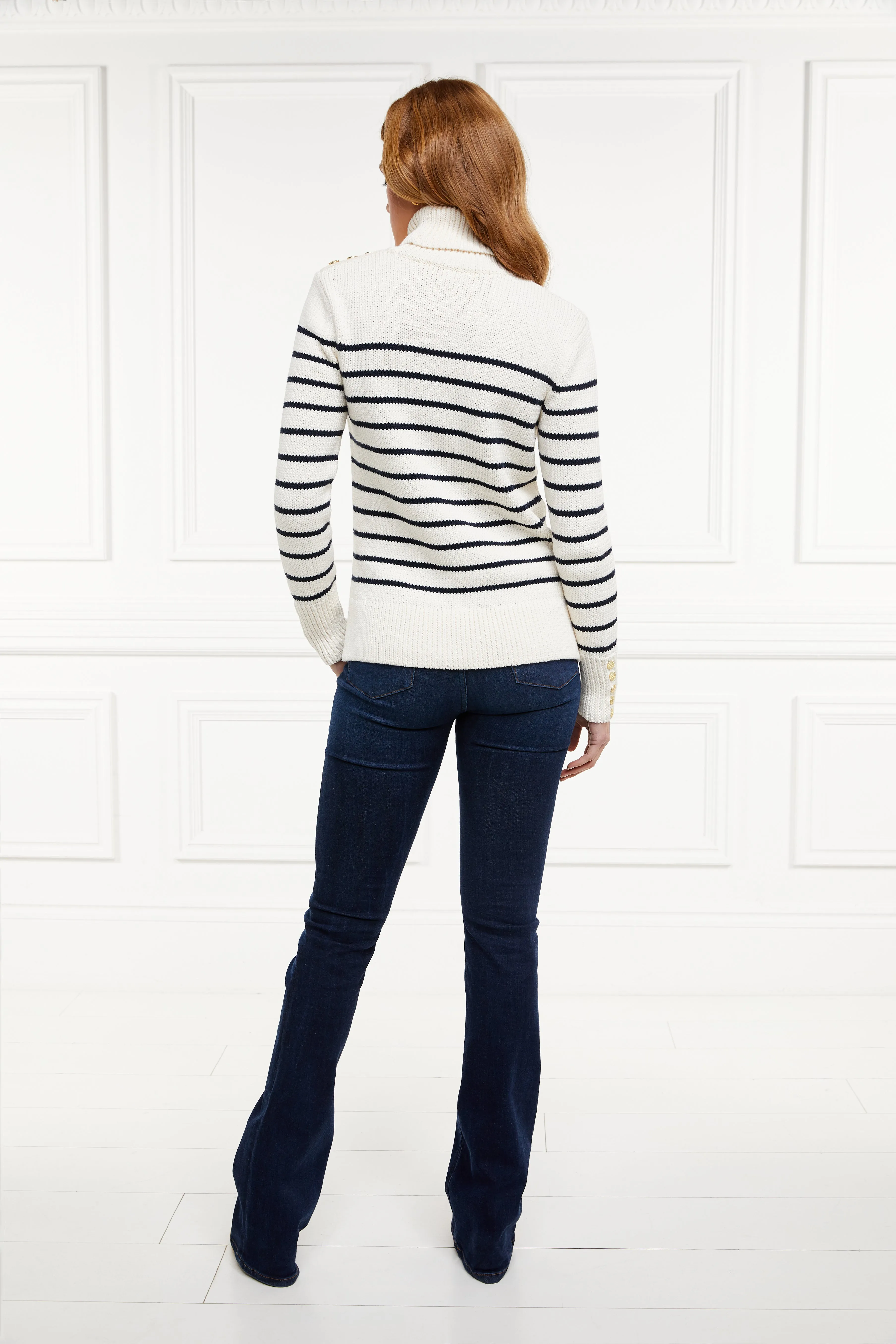 Henley Roll Neck Knit (Natural Ink Navy)