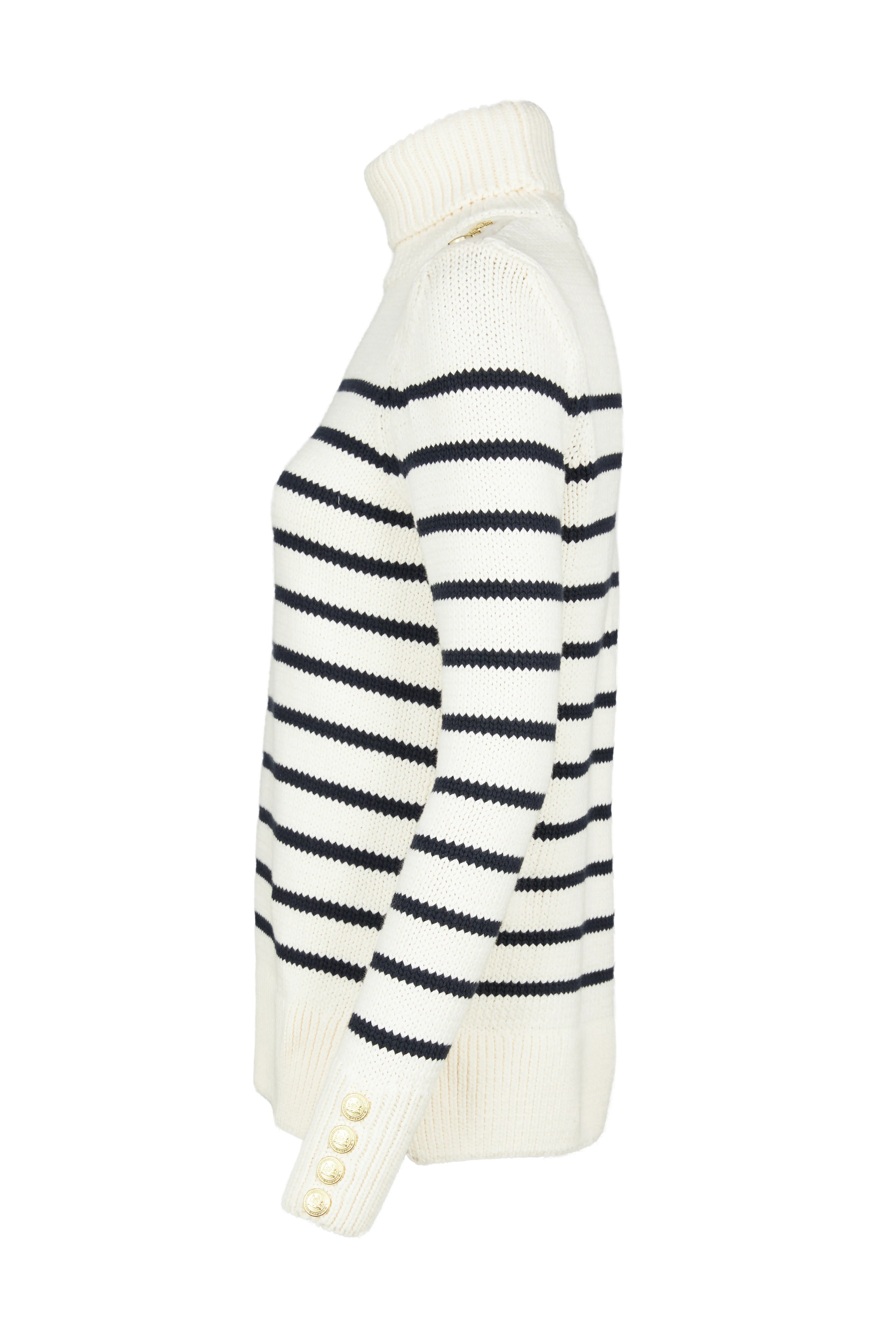 Henley Roll Neck Knit (Natural Ink Navy)