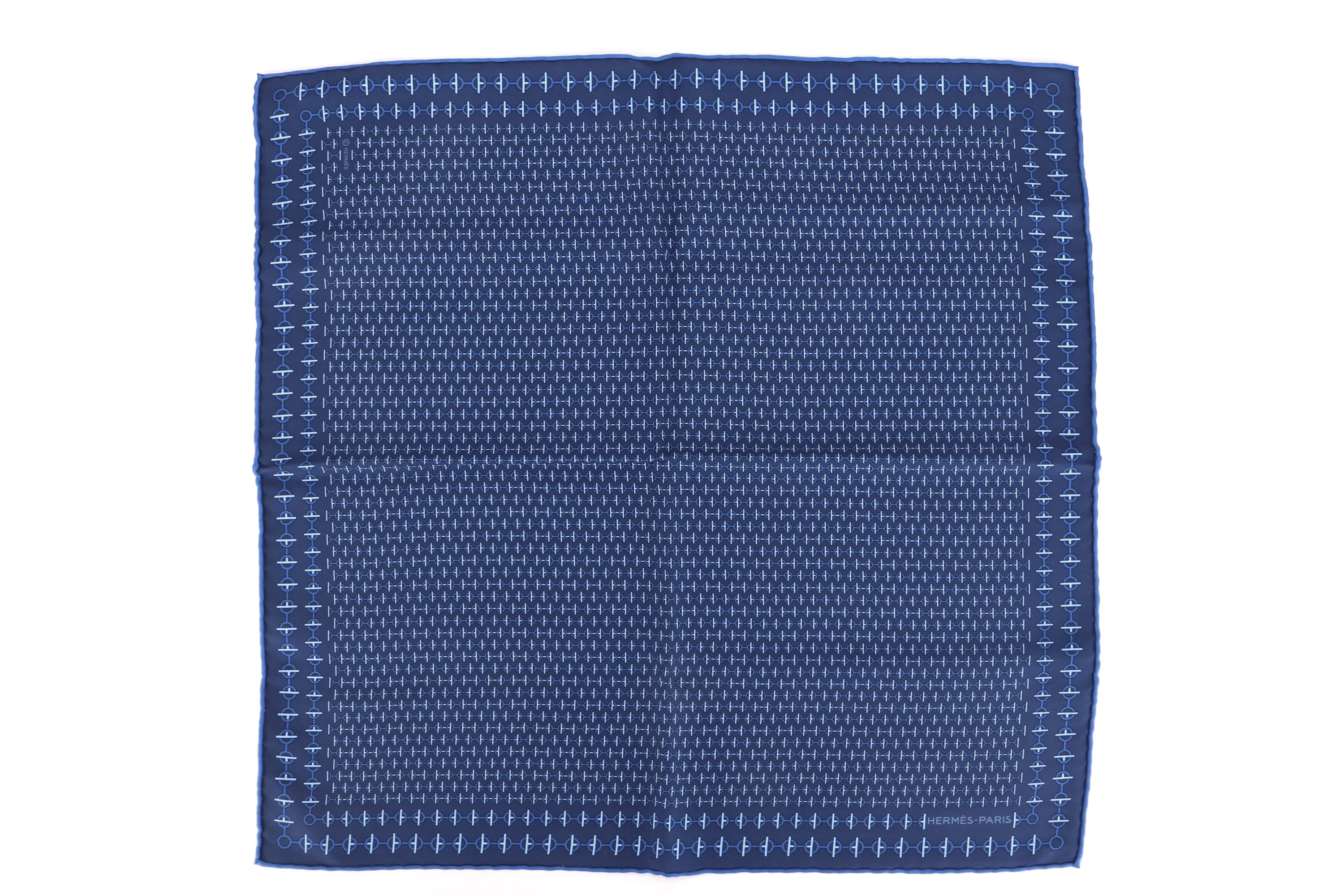 HERMES BLUE HANDKERCHIEF, SIZE 42CM x 42CM, WITH BOX