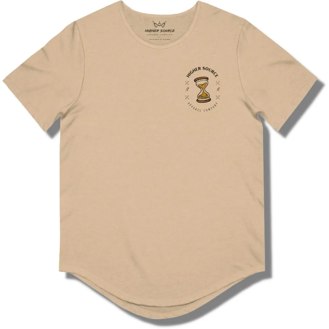 How Will You Spend Your 168? Curved Hem T Shirt - Sand Dune / Heather - Dark Gold