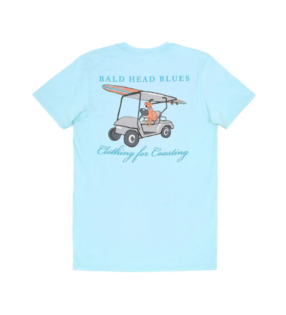 Island Tee - Youth Short Sleeve Dog in Cart - Light Blue