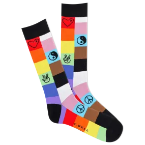 K.Bell Men's Rainbow Patches Active Crew Sock