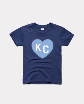 Kids Navy & Light Blue KC Heart Vintage T-Shirt