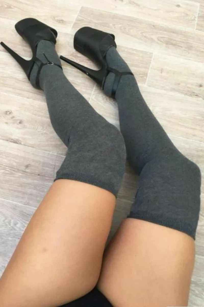 Lunalae Thigh High Socks - Charcoal