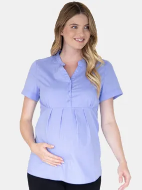 Maternity & Nursing Blouse Work Top - Blue