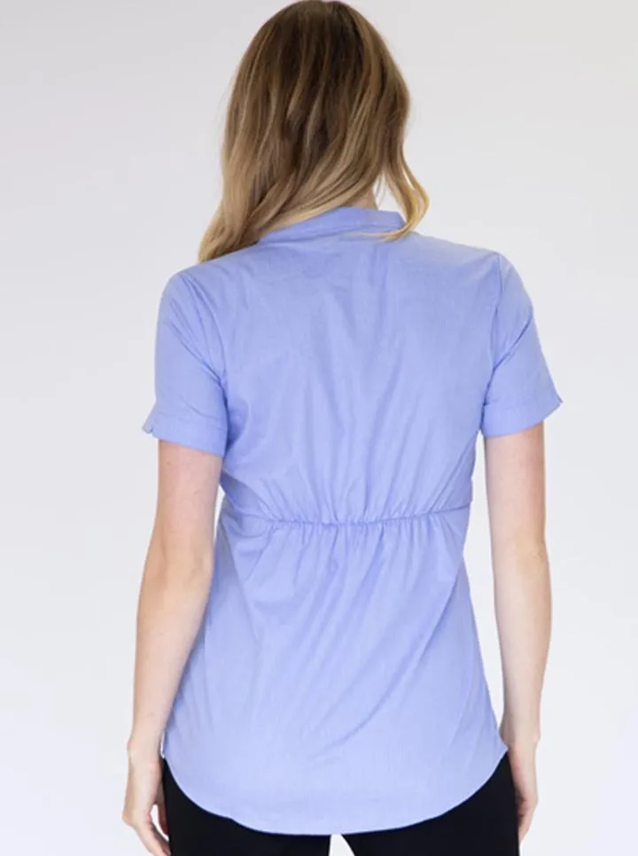 Maternity & Nursing Blouse Work Top - Blue