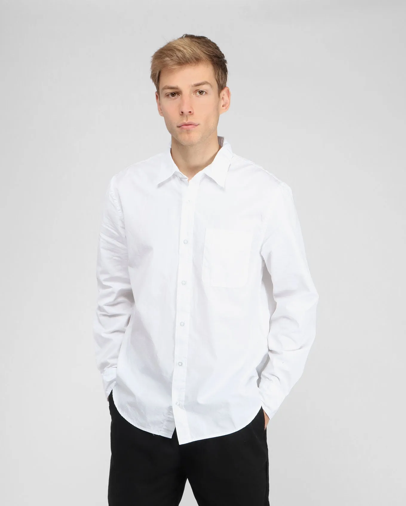 MEN'S POPLIN EASY SHIRT / WHITE