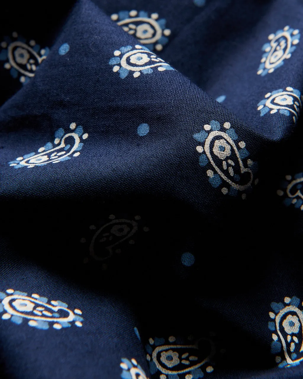 Micro Paisley Print Shirt - Dark Navy