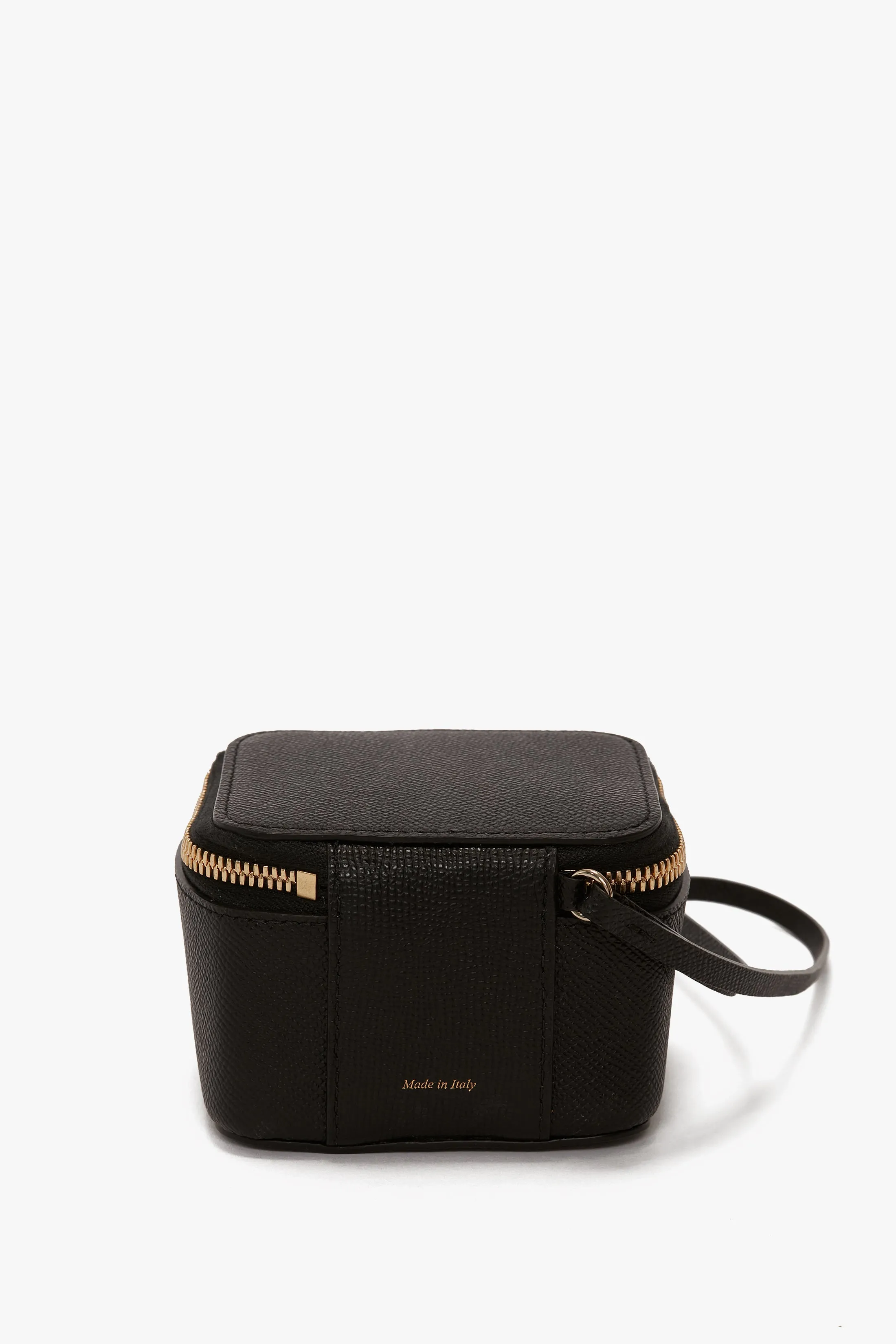 Micro Vanity Wristlet In Black Leather