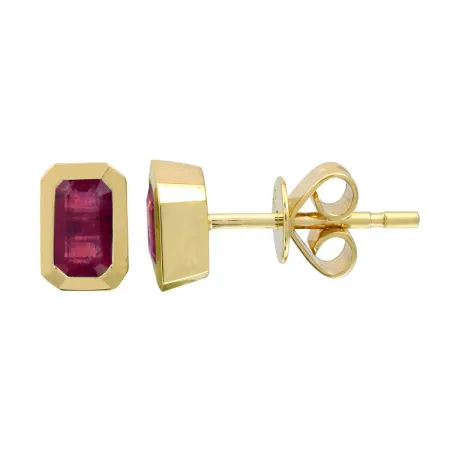 Mixed Shapes Bezel Set Gemstone Studs (PAIR)