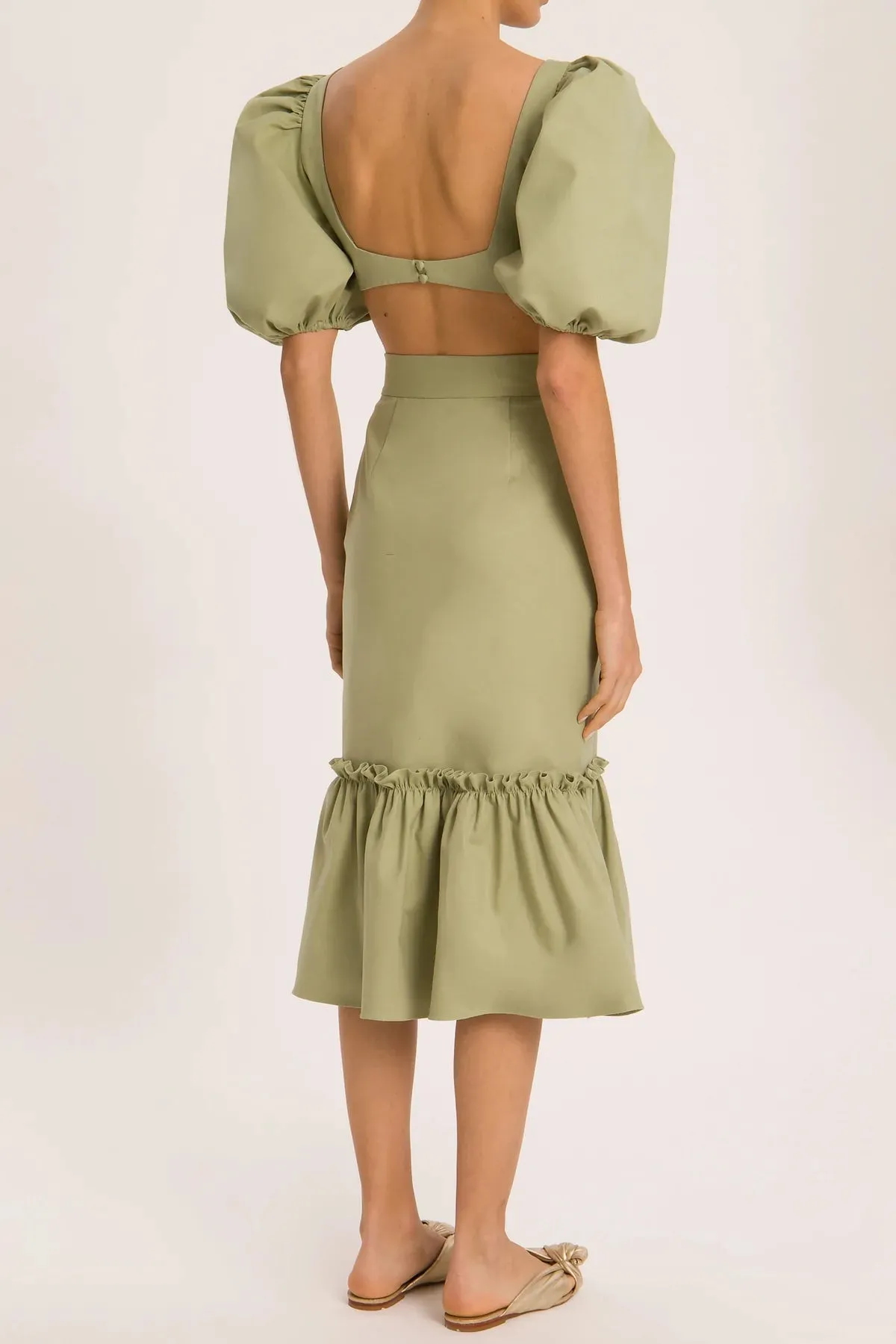 Muguet Solid Skirt With Ruffles