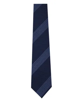 Navy on Blue Stripe Textured Silk Tie