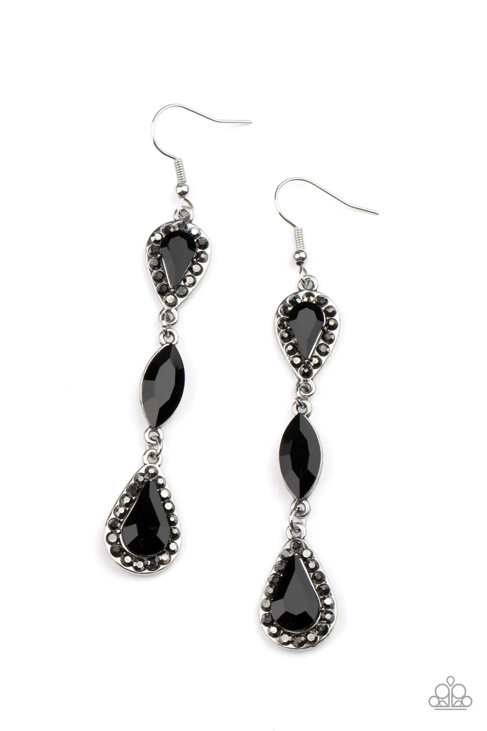 Paparazzi Earring ~ Test of TIMELESS - Black