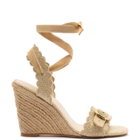 Poppy Wedge In Gold Metallic Raffia