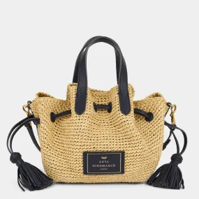 Raffia Drawstring Small Cross-body Tote