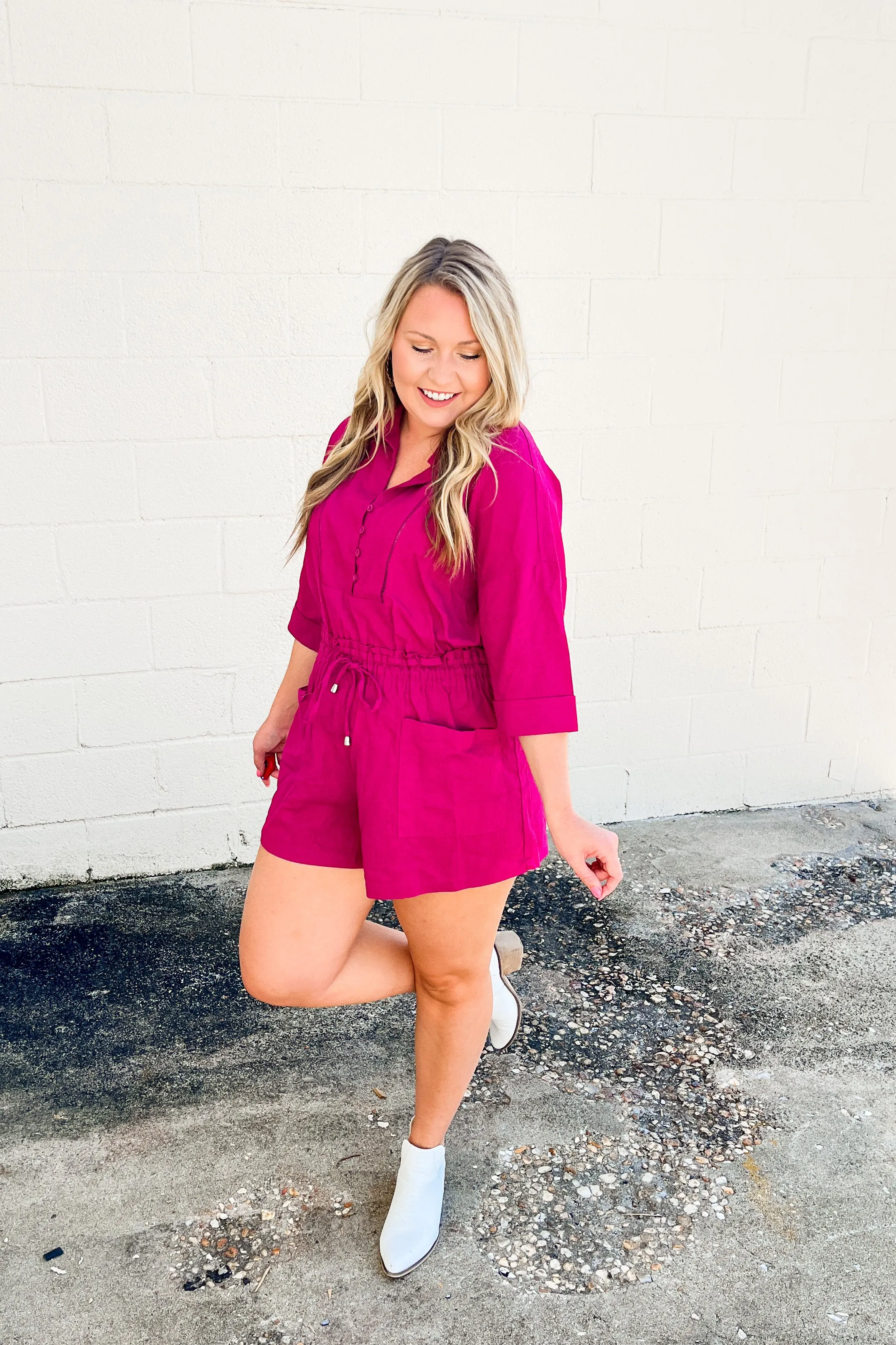 SALE | Let's Go Girls Romper, Magenta