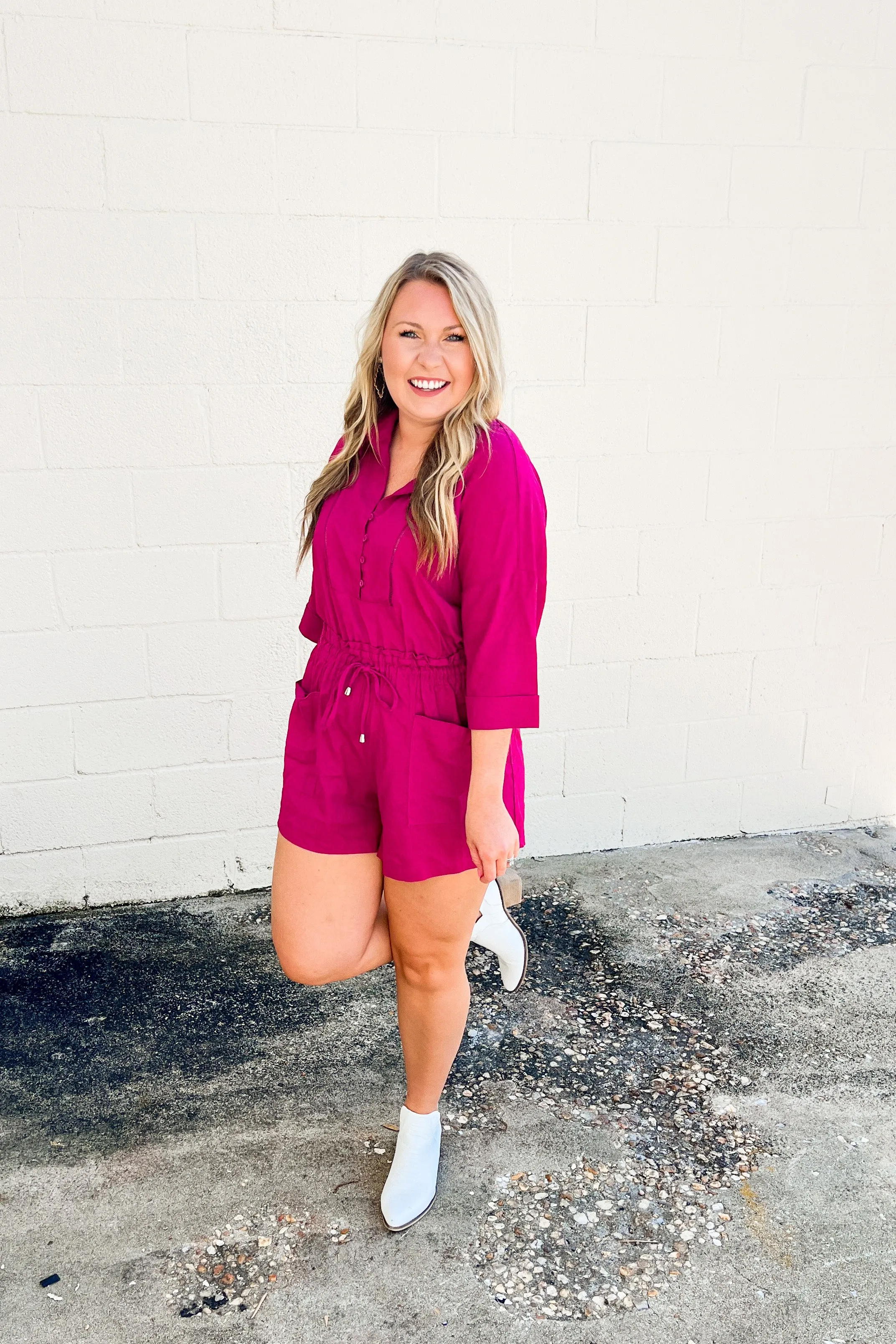 SALE | Let's Go Girls Romper, Magenta