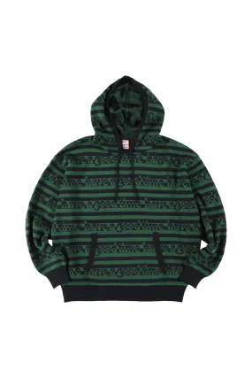 SIDE LOGO STRIPED-KNIT HOODIE BLUE/GREEN