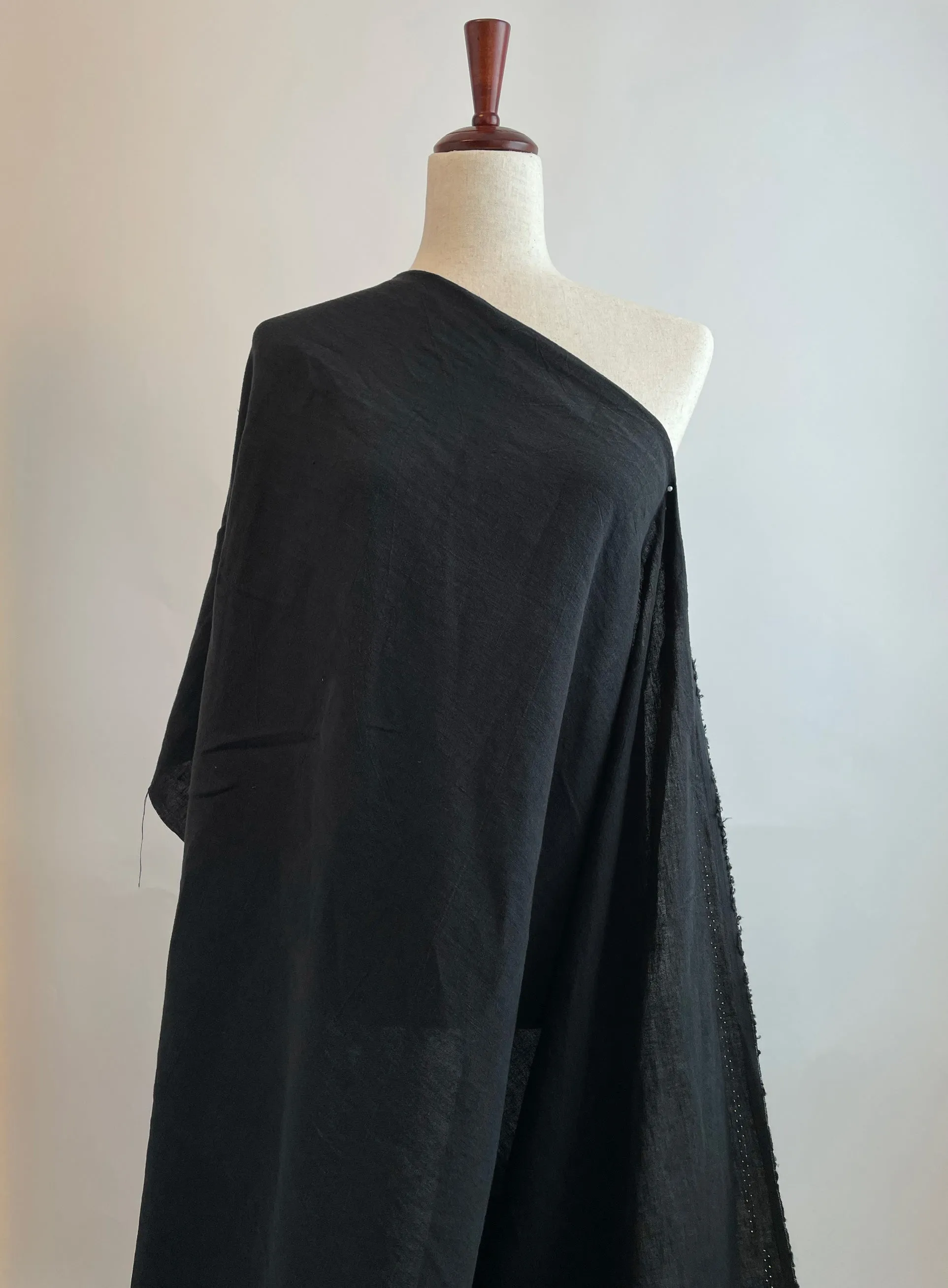 Soft Washed Lightweight Linen Fabric in Black