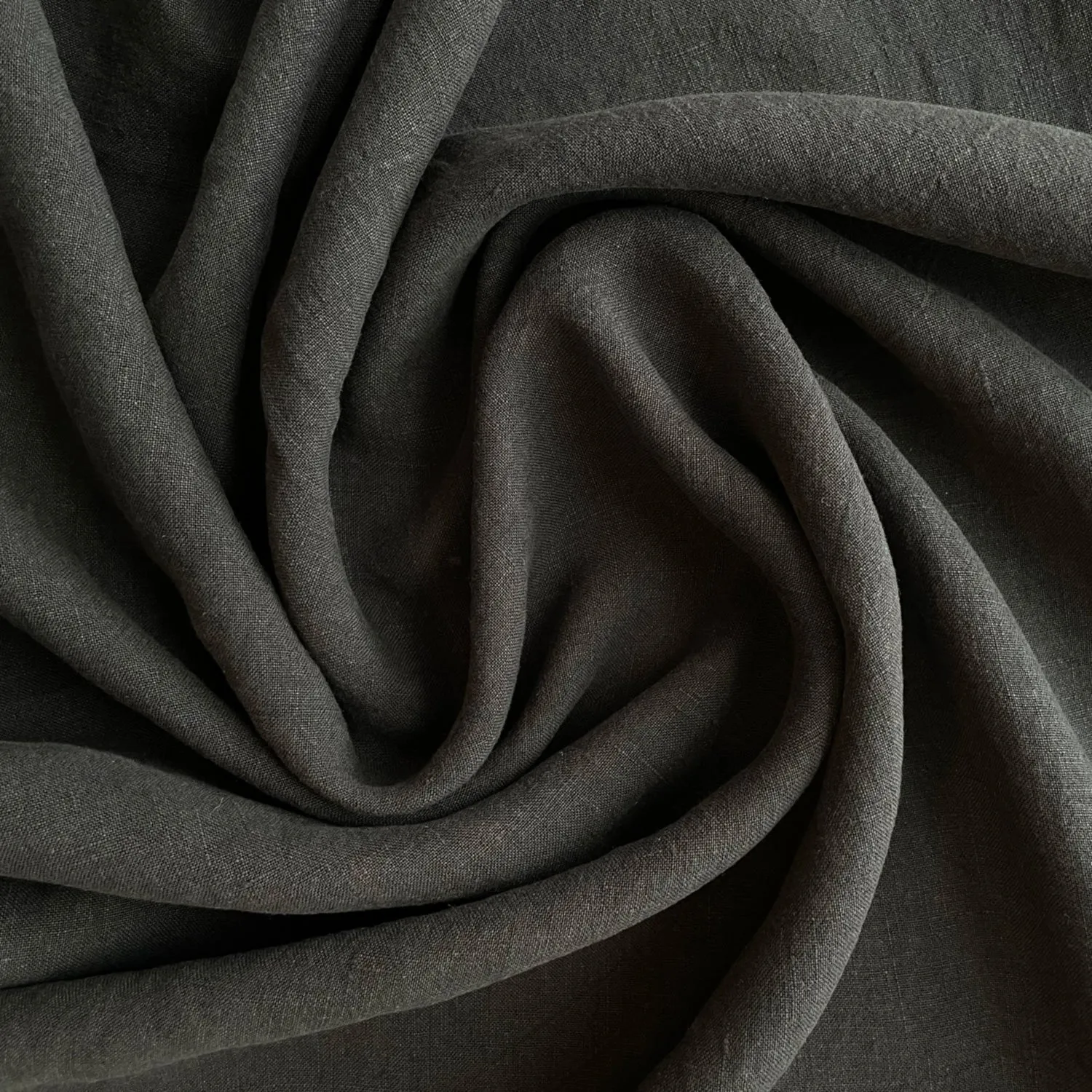 Soft Washed Lightweight Linen Fabric in Black