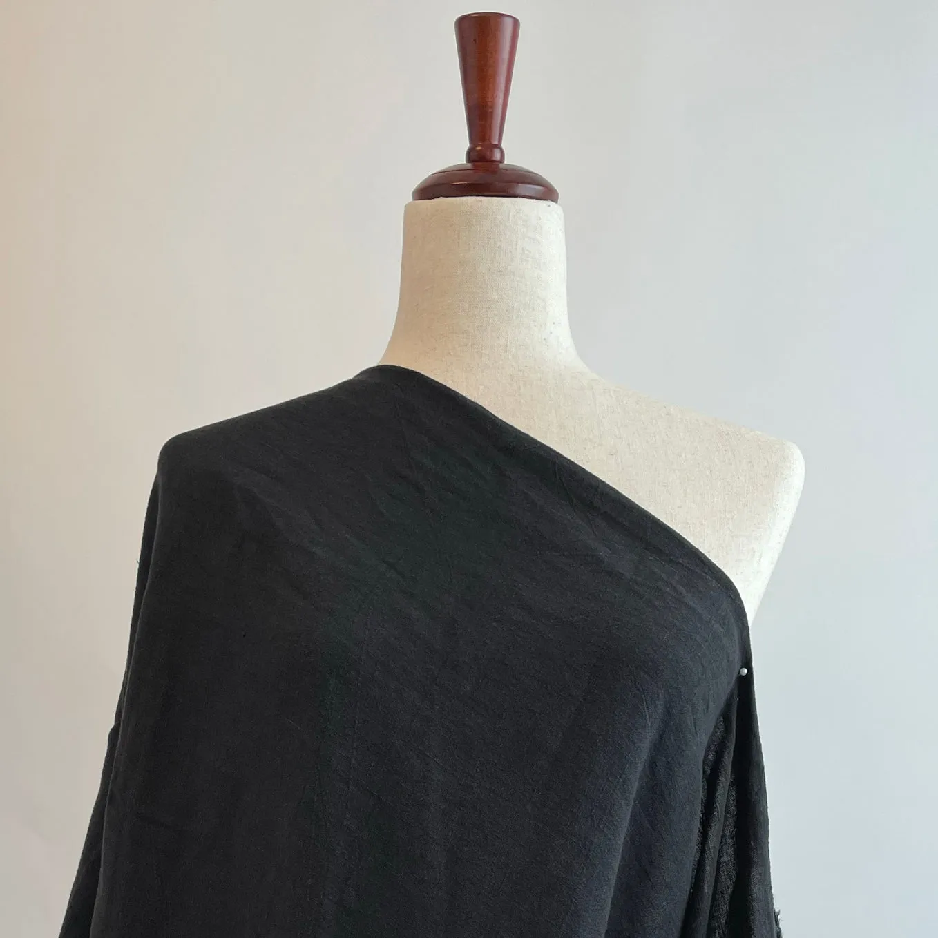 Soft Washed Lightweight Linen Fabric in Black