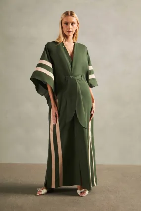 Solid Long Kaftan With Sash