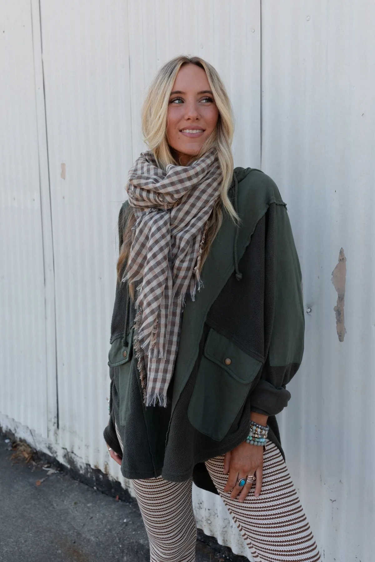 Stagecoach Plaid Scarf - Khaki Multi