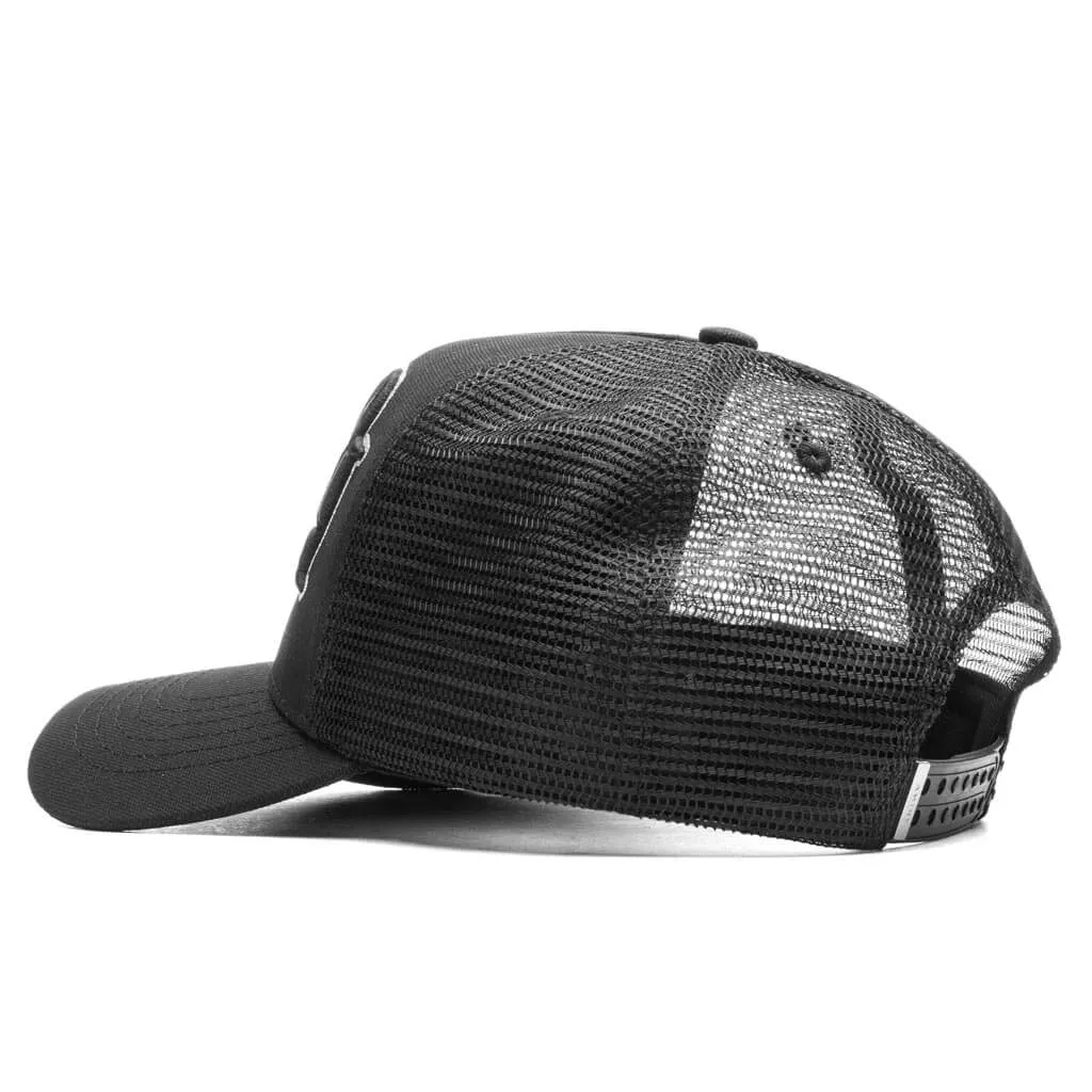 Staggered Logo Trucker Hat - Black/Alabaster