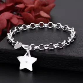 Sterling Silver Chunky Star Chain Bracelet