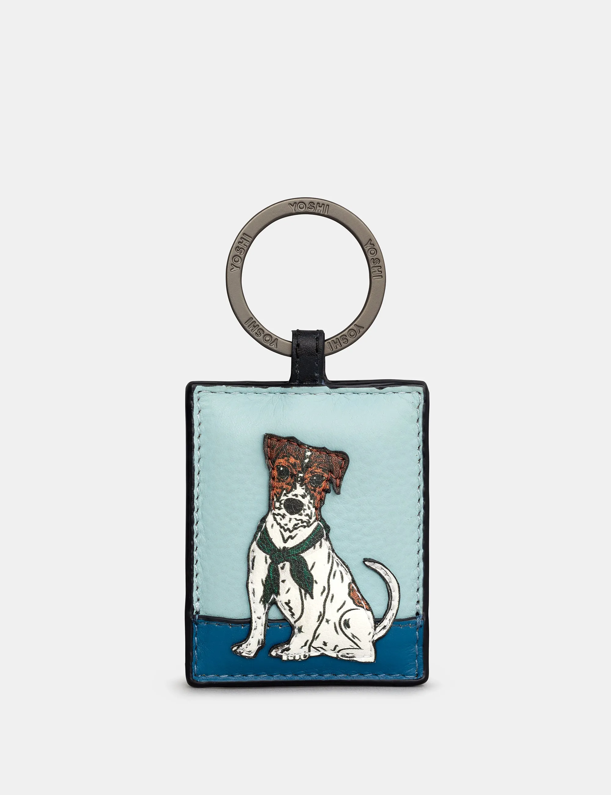 Terrier Party Dogs Leather Keyring