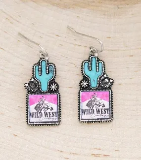 Western cowboy cactus earrings