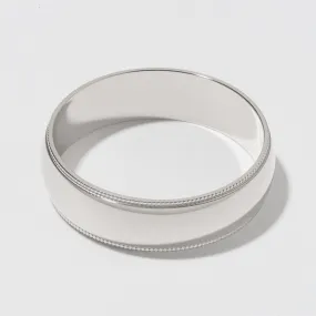 White Gold Classic Milgrain Wedding Band - Polished 6mm