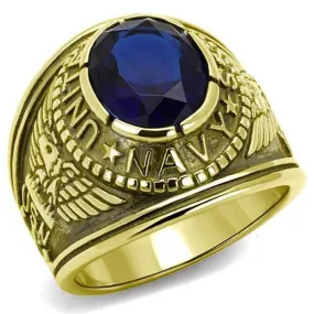 WildKlass Stainless Steel Navy Ring IP Gold Men Synthetic Montana