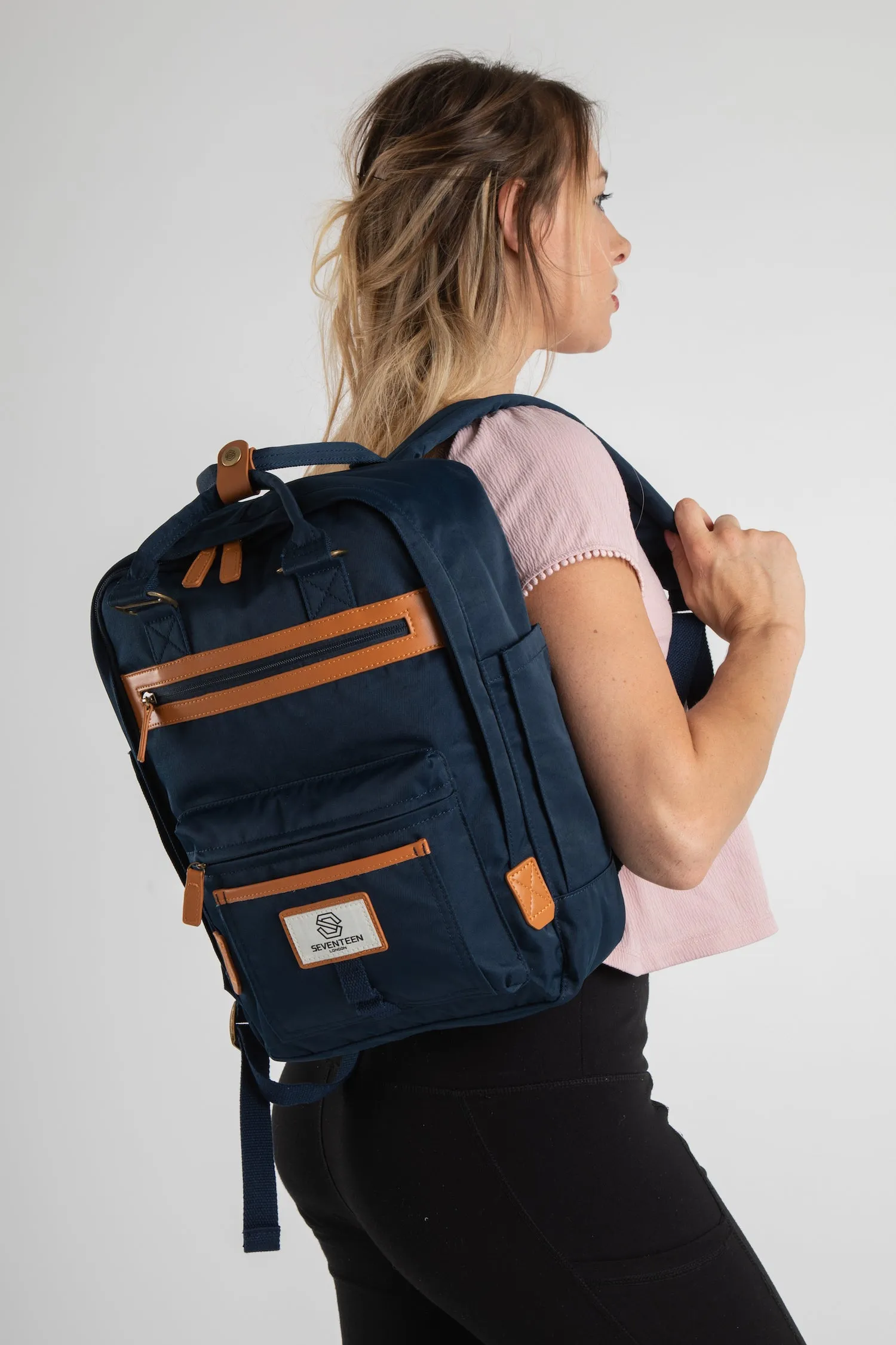 Wimbledon Backpack - Navy with Tan