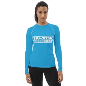 Womens Long Sleeve BJJ Rash Guard - Jiu-Jitsu 005 - Cyan