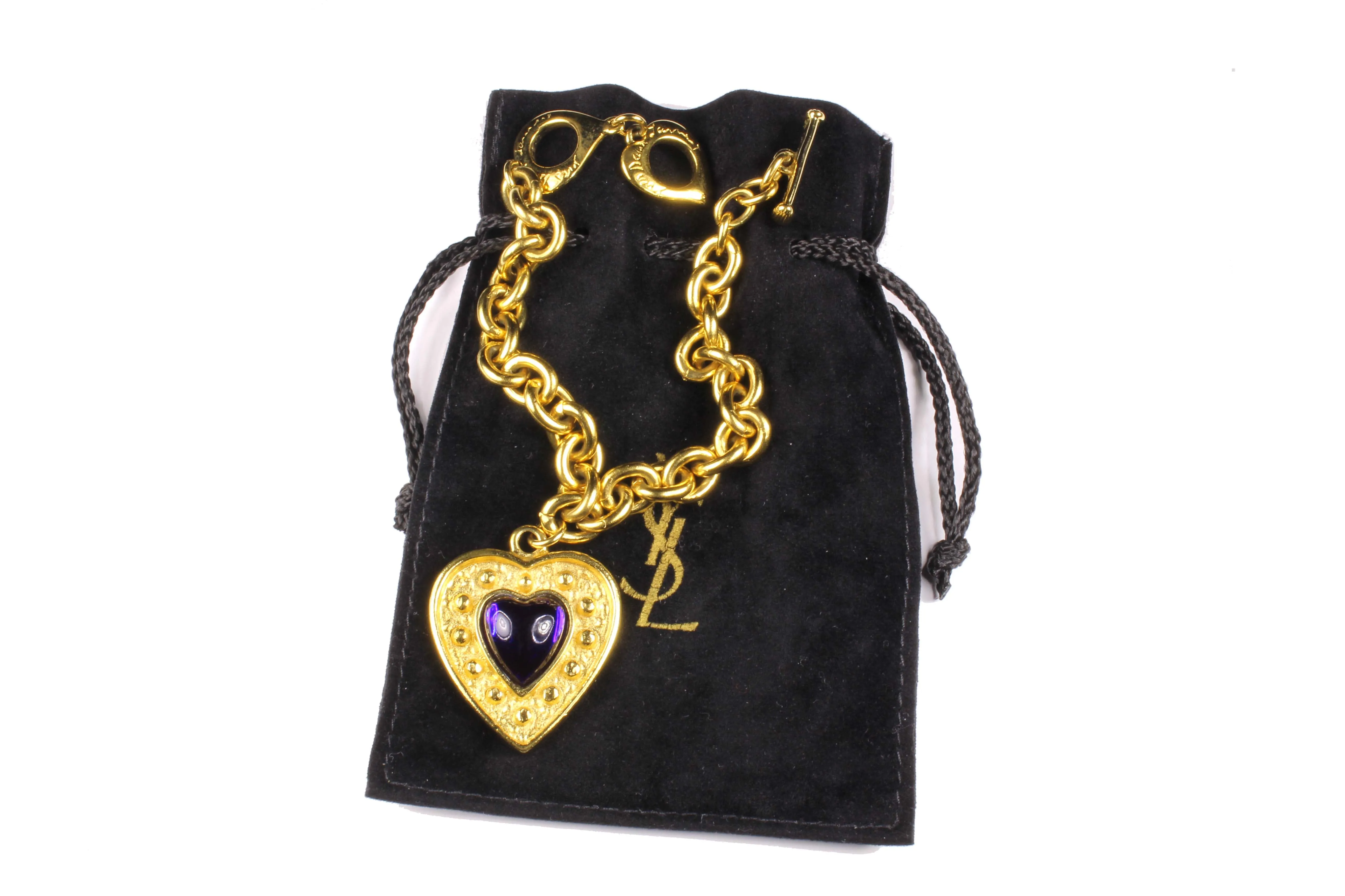 YVES SAINT LAURENT blue heart charm bracelet